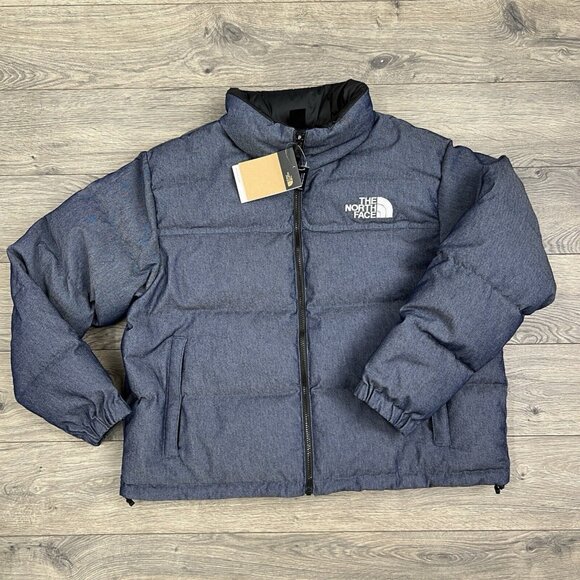 The North Face Jacket Size 2XL Womens Reversible Nuptse 92 Denim Blue Black $380